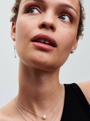 Treated Freshwater Cultured Pearl & Pavé Halo Stud Earrings Sterling silver