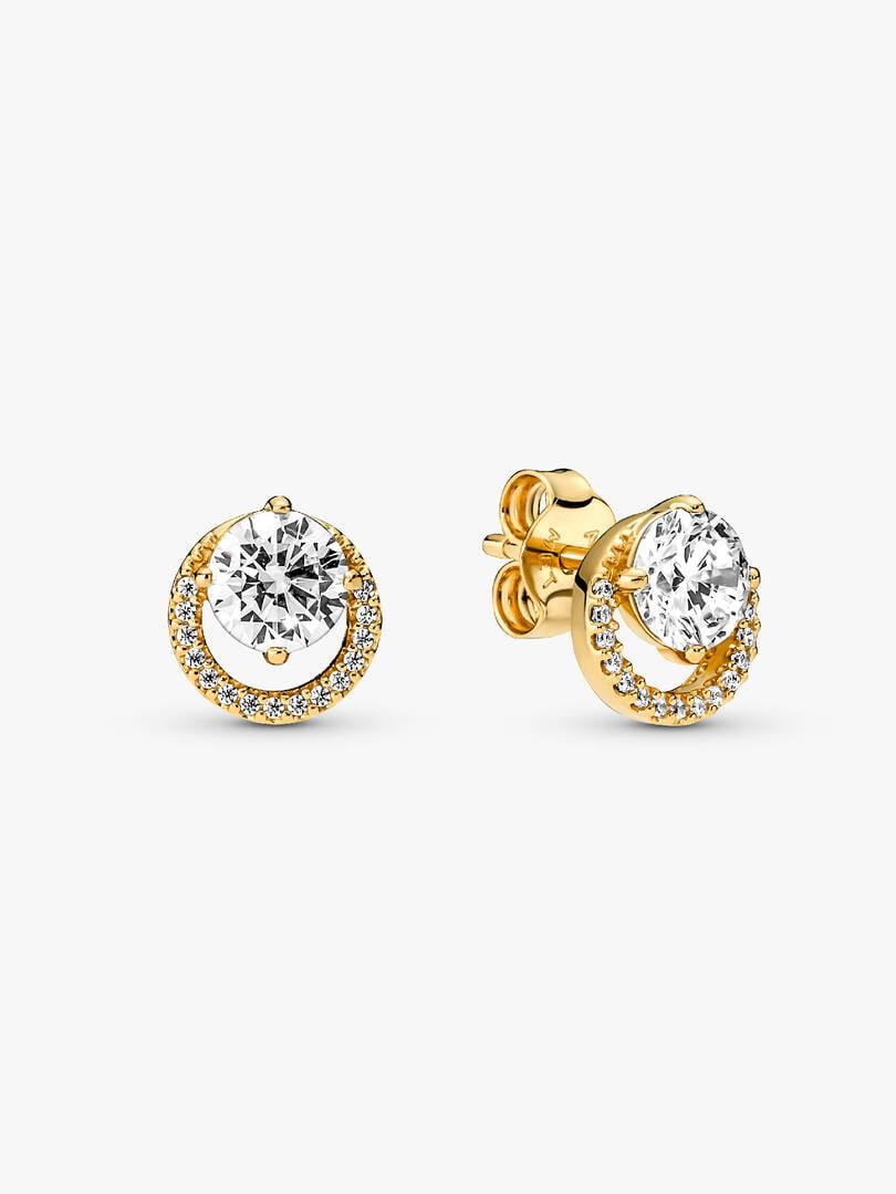 Sparkling Round Halo Stud Earrings 14k gold plating