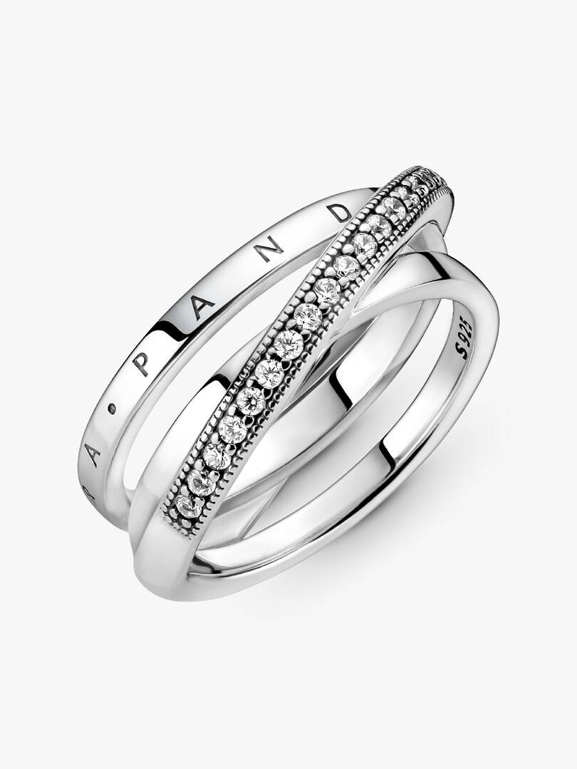 Crossover Pavé Triple Band Ring Sterling silver