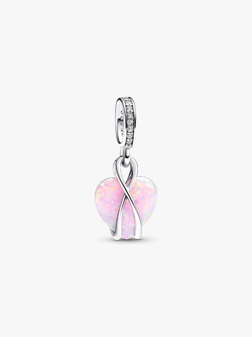Mom Opalescent Heart Dangle Charm Sterling silver