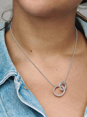 FINAL SALE - Pandora Signature Two tone Intertwined Circles Necklace Sterling silver, 14k rose gold plating