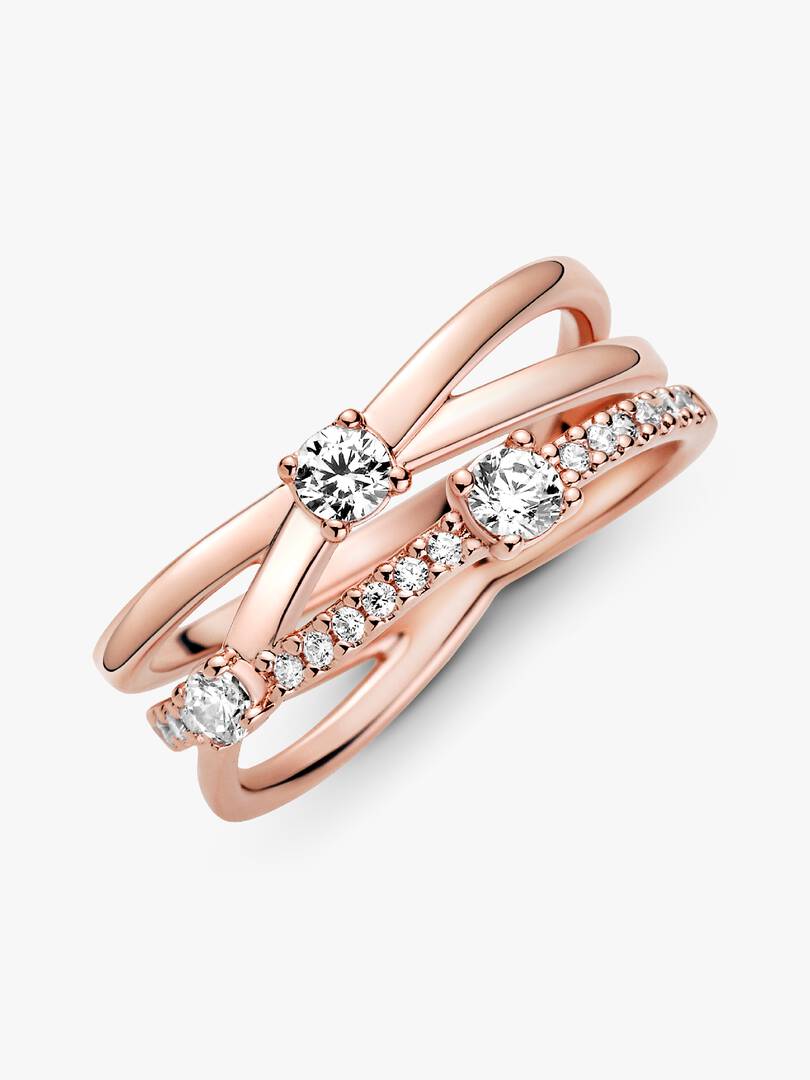 FINAL SALE - Sparkling Triple Band Ring 14k rose gold plating
