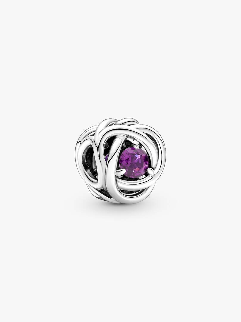 February Purple Eternity Circle Charm Sterling silver