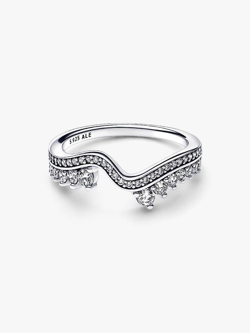 FINAL SALE - Sparkling Asymmetric Wave Ring Sterling silver