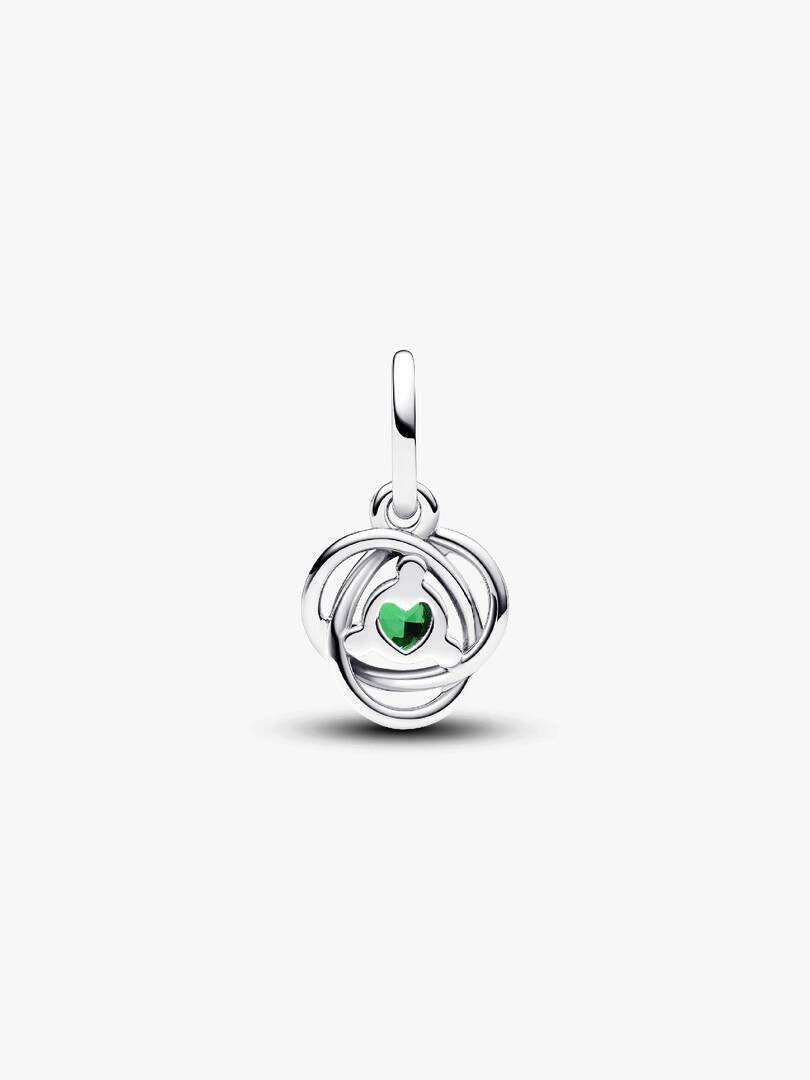 FINAL SALE - Green Eternity Circle Dangle Charm Sterling silver