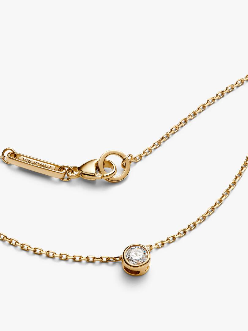 Pandora Era Bezel 14k Gold Lab-grown Diamond Pendant Necklace 0.15 ct TW, 14k gold