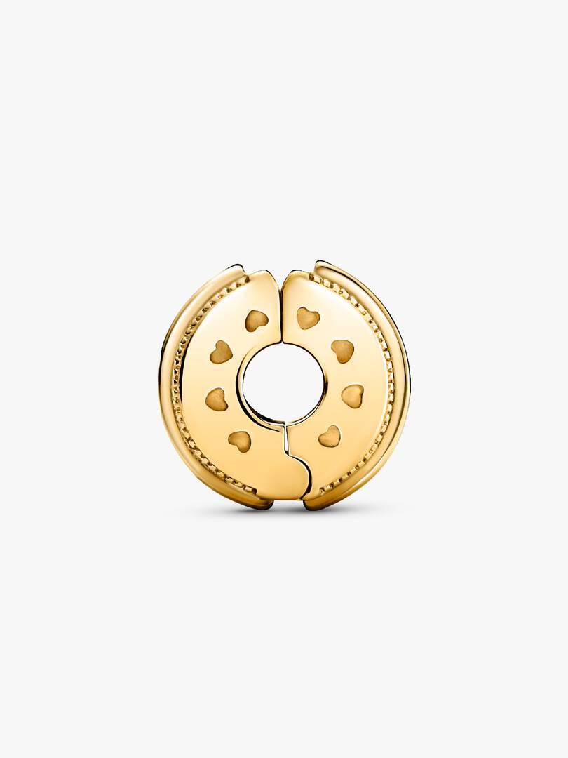 Sparkling Pavé Lines & Logo Clip Charm 14k gold plating