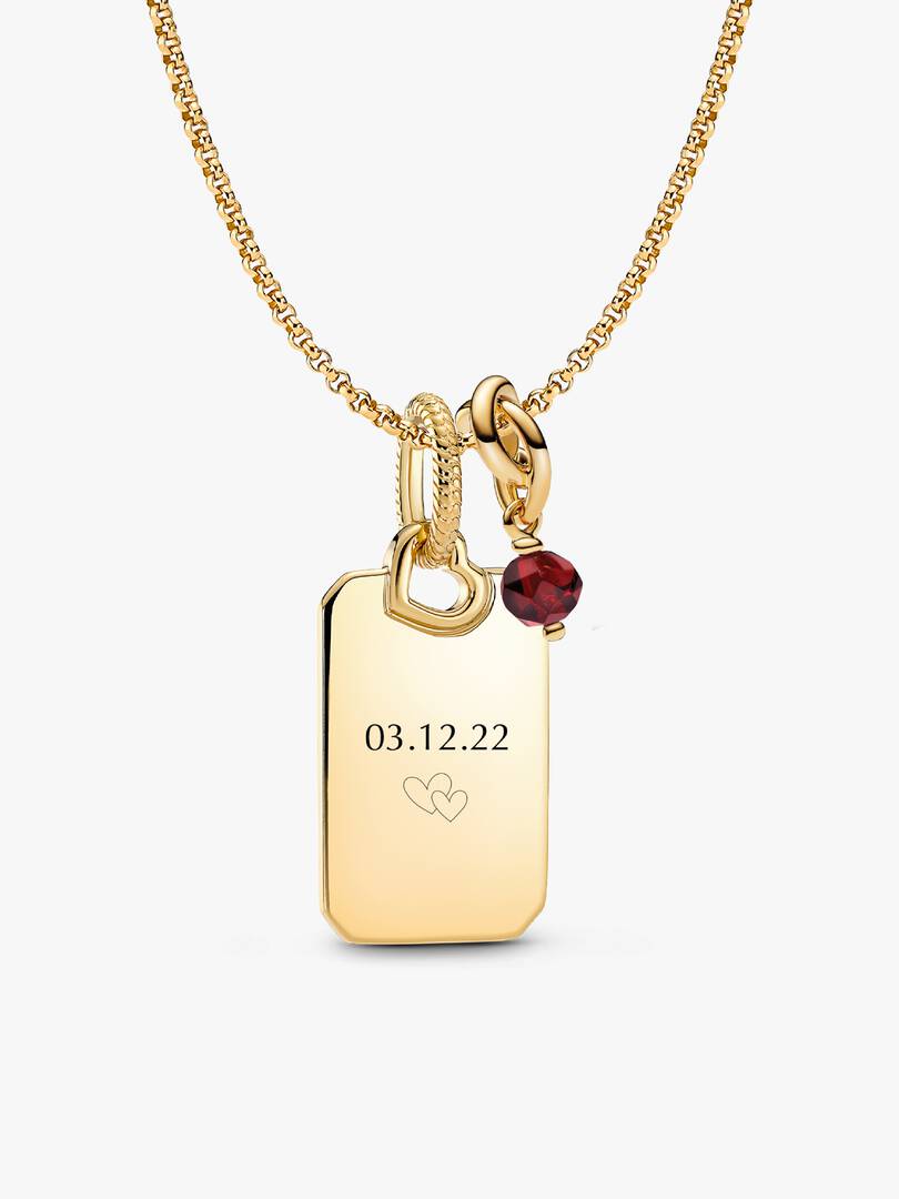 January Engravable Dangle Charm Necklace Set 3 Quantity
