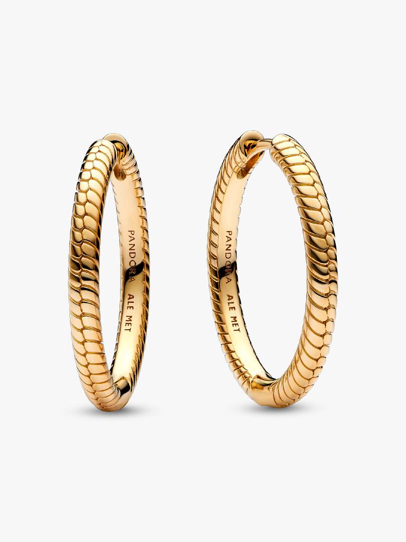Pandora Moments Charm Hoop Earrings 14k gold plating