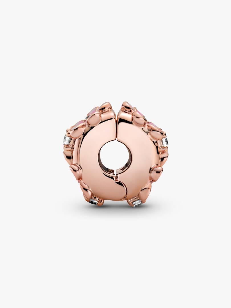 Pink Daisy Spacer Clip Charm 14k rose gold plating