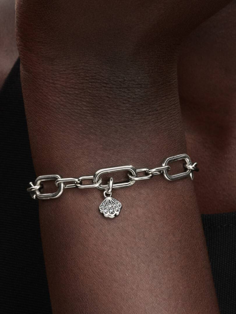 Sparkling Shell Mini Dangle Charm Sterling silver