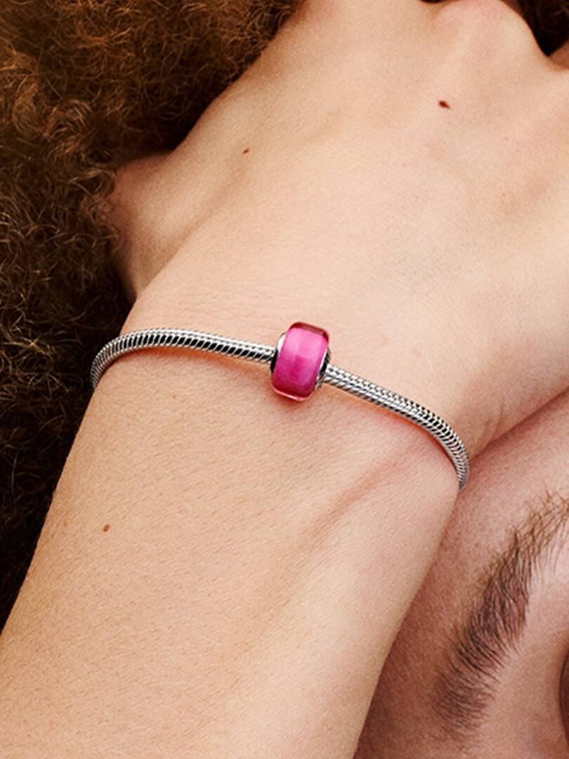 Pink Mini Murano Glass Charm Sterling silver