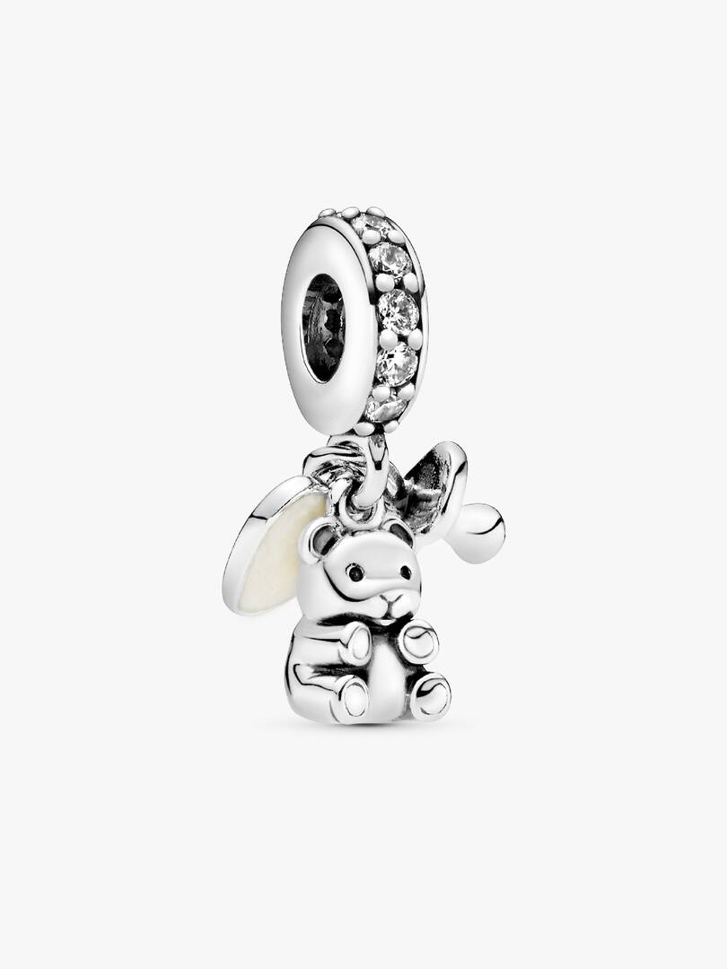 Baby Teddy Bear Dangle Charm Sterling silver