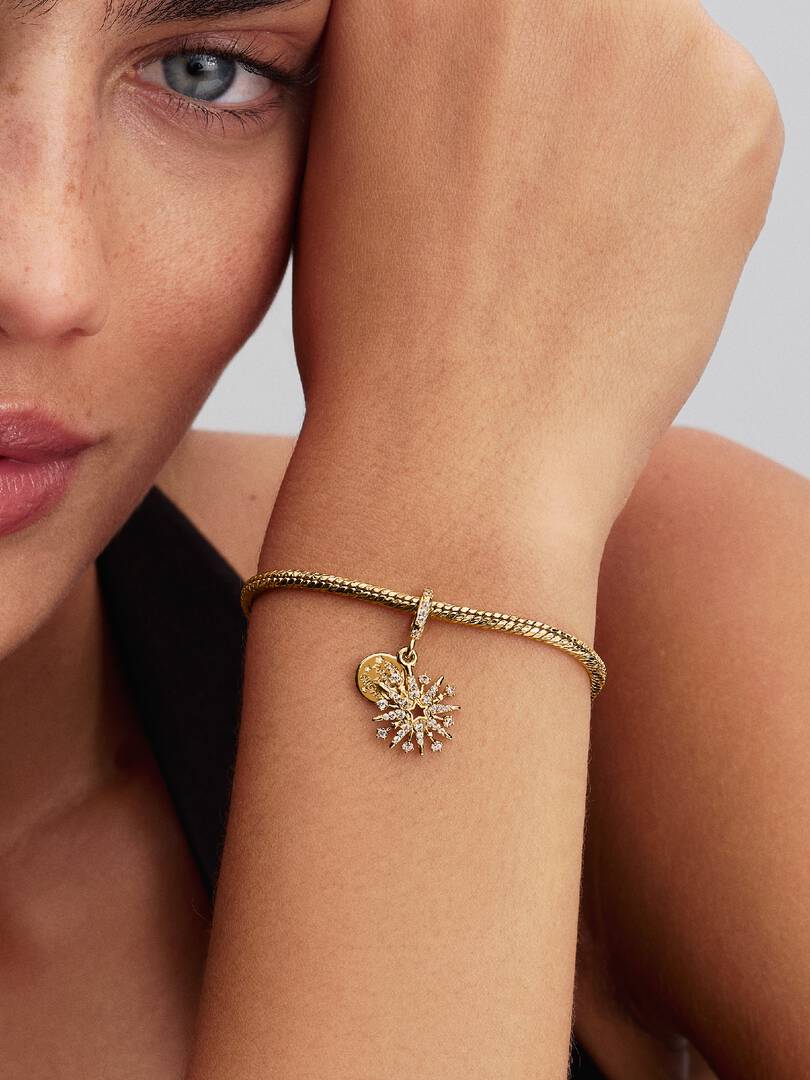 Sparkling Firework Double Dangle Charm 14k gold plating