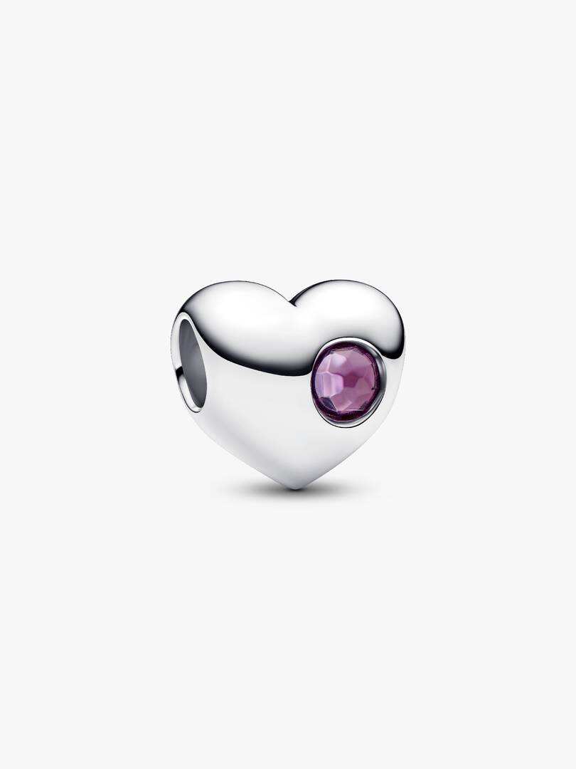 Engravable Purple Stone Heart Charm Sterling silver