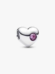 Engravable Purple Stone Heart Charm Sterling silver