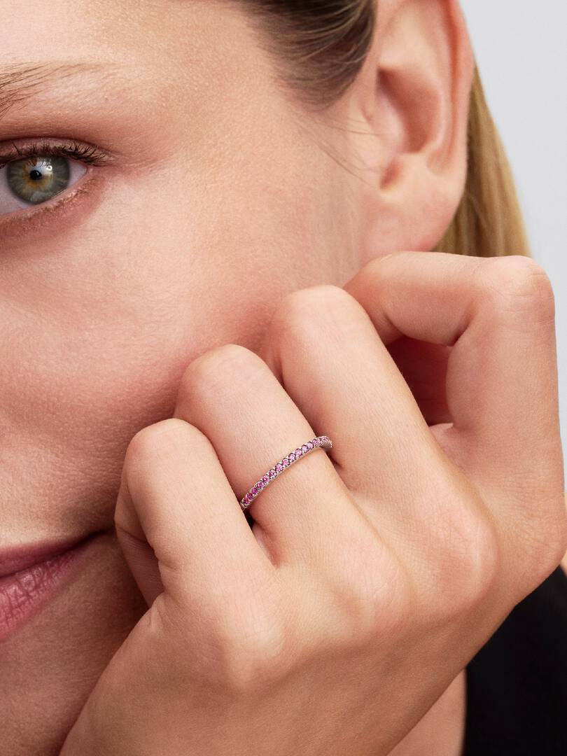 Sparkling Pink Band Ring Sterling silver