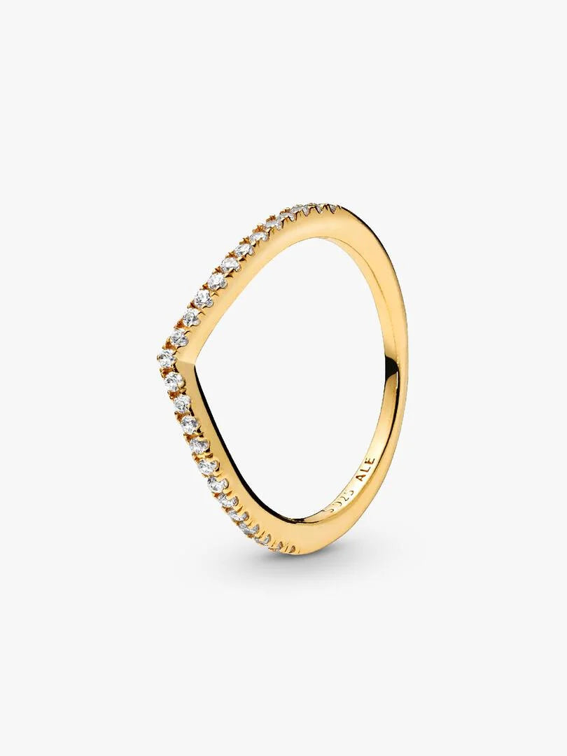 Sparkling Wishbone Ring 14k gold plating