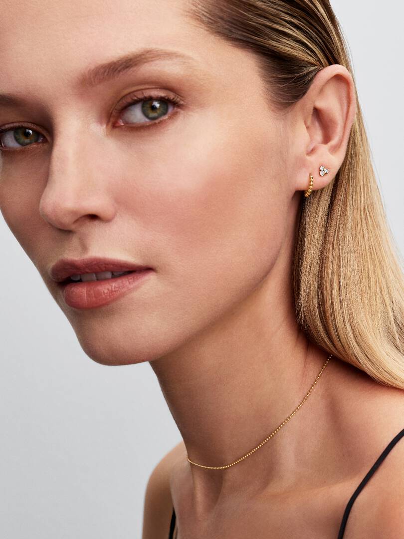 Pandora Era Bead Hoop Earrings 14k gold