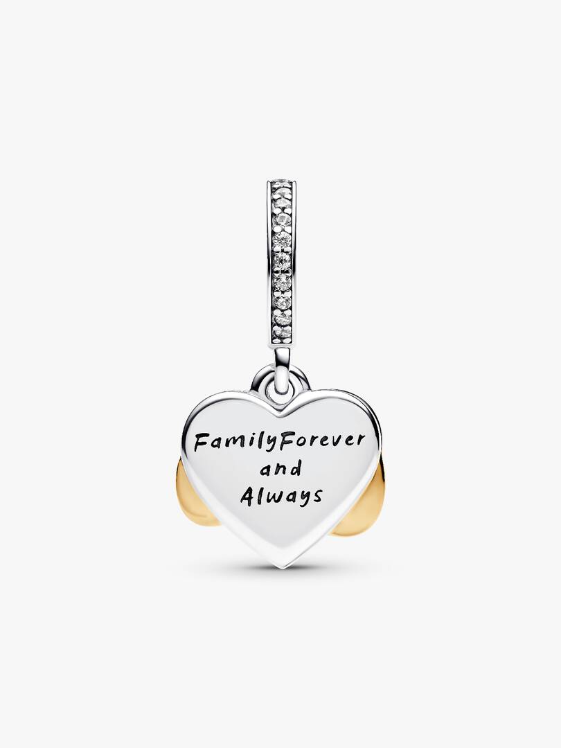 Sparkling Infinity Heart Dangle Charm Sterling silver, 14k gold plating