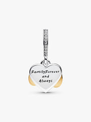Sparkling Infinity Heart Dangle Charm Sterling silver, 14k gold plating