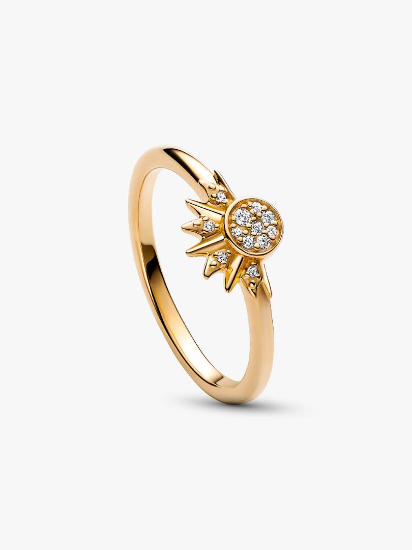 Celestial Sparkling Sun Ring 14k gold plating