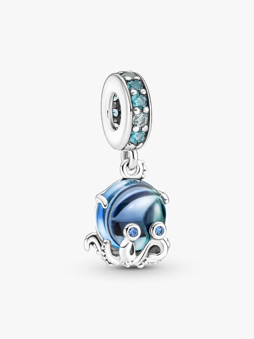 Murano Glass Cute Octopus Dangle Charm Sterling silver