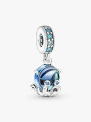 Murano Glass Cute Octopus Dangle Charm Sterling silver