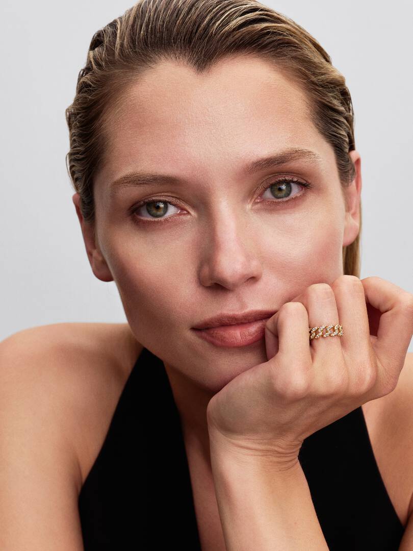 Pavé Cuban Chain Ring 14k gold plating