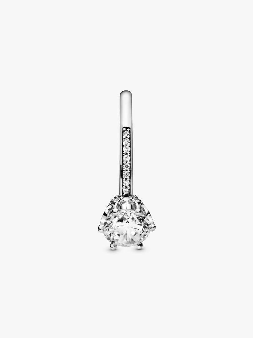 Clear Sparkling Crown Solitaire Ring Sterling silver