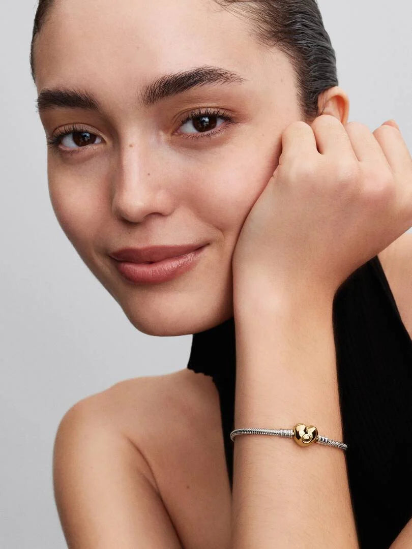 Heart Clasp Snake Chain Bracelet Sterling silver, 14k gold plating