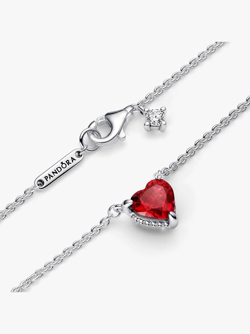 Sparkling Heart Halo Pendant Collier Necklace Sterling silver