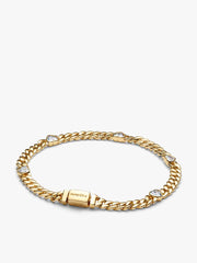 Gold Plated Heart Cuban Chain Bracelet & Ring Set 2 Quantity