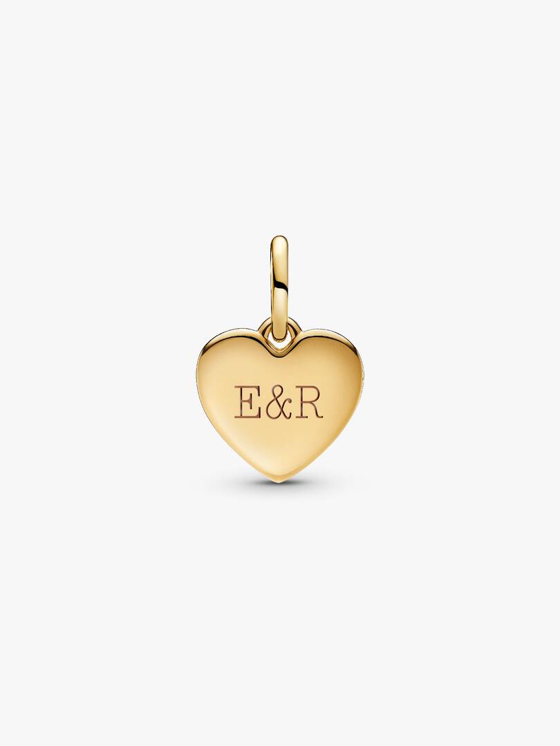 Engravable Love Heart Dangle Charm 14k gold plating