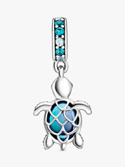 Murano Glass Sea Turtle Dangle Charm Sterling silver
