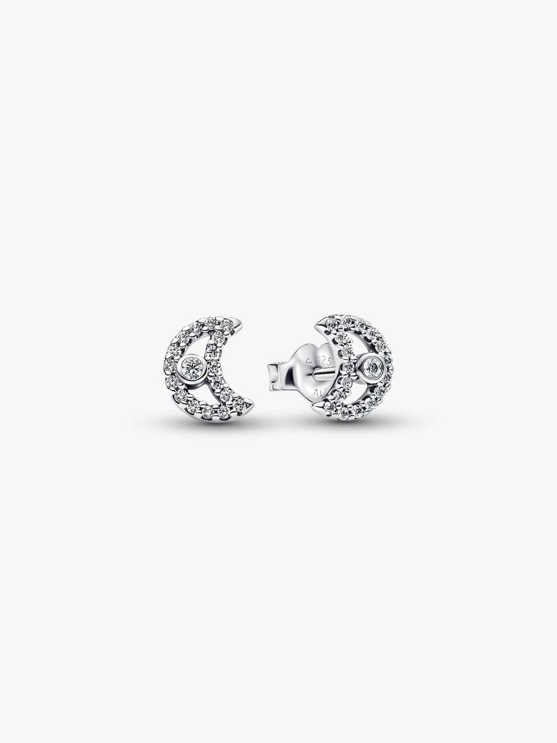 Sparkling Moon Stud Earrings Sterling silver