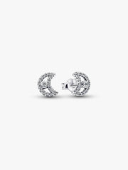 Sparkling Moon Stud Earrings Sterling silver