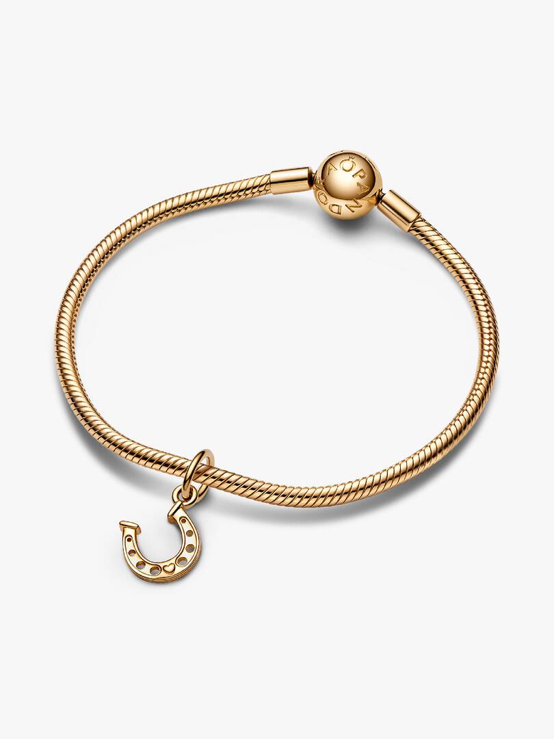 Lucky Horseshoe Dangle Charm 14k gold