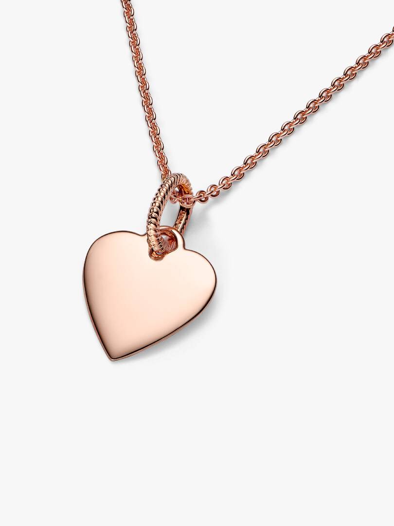 Engravable Heart Tag Pendant 14k rose gold plating