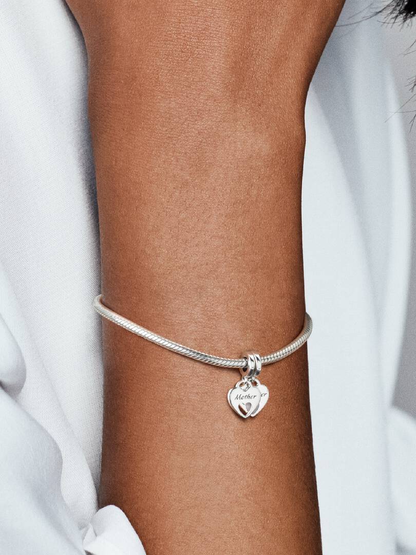 Double Heart Split Dangle Charm Sterling silver