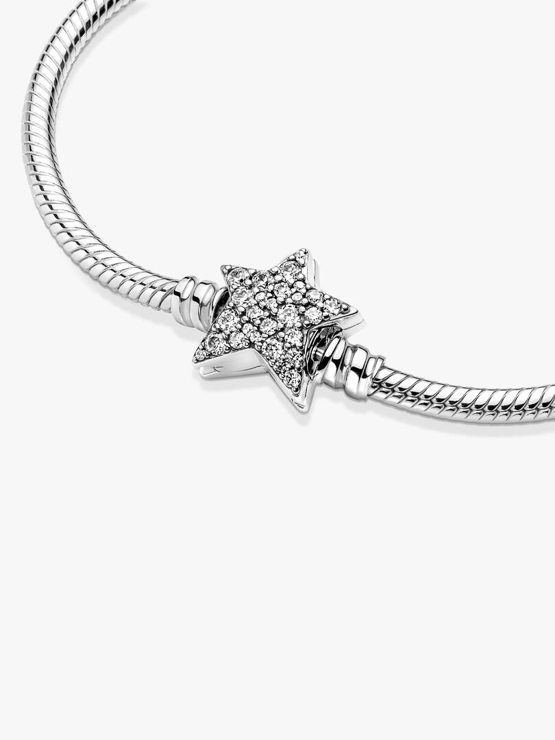 Pandora Moments Asymmetric Star Clasp Snake Chain Bracelet Sterling silver