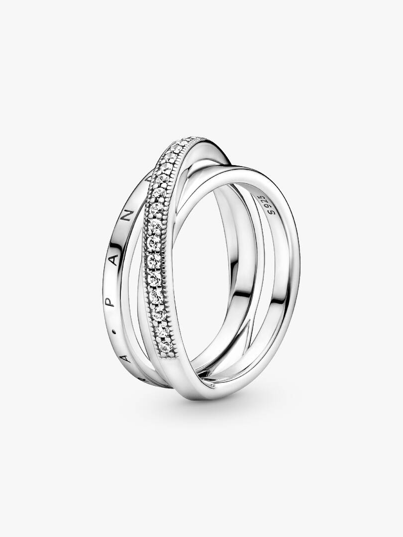 Crossover Pavé Triple Band Ring Sterling silver