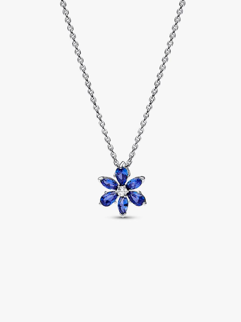 Sparkling Blue Herbarium Cluster Pendant Necklace Sterling silver