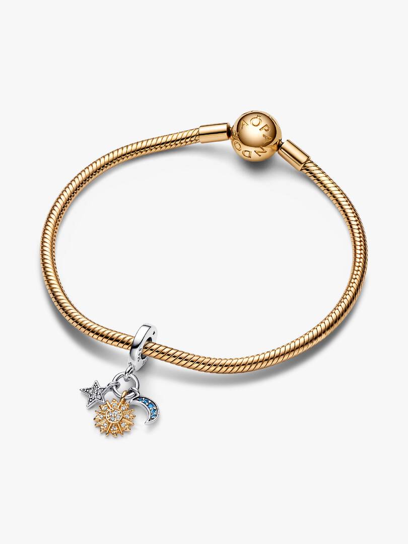 Two-tone Celestial Triple Dangle Charm Sterling silver, 14k gold plating