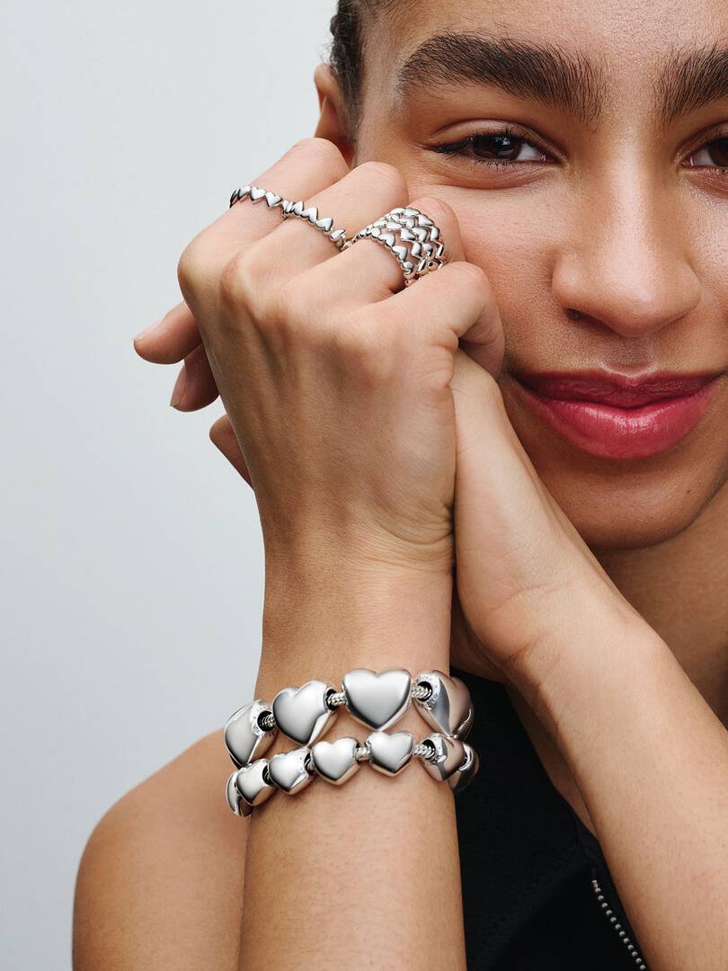 Row of Hearts Ring Sterling silver