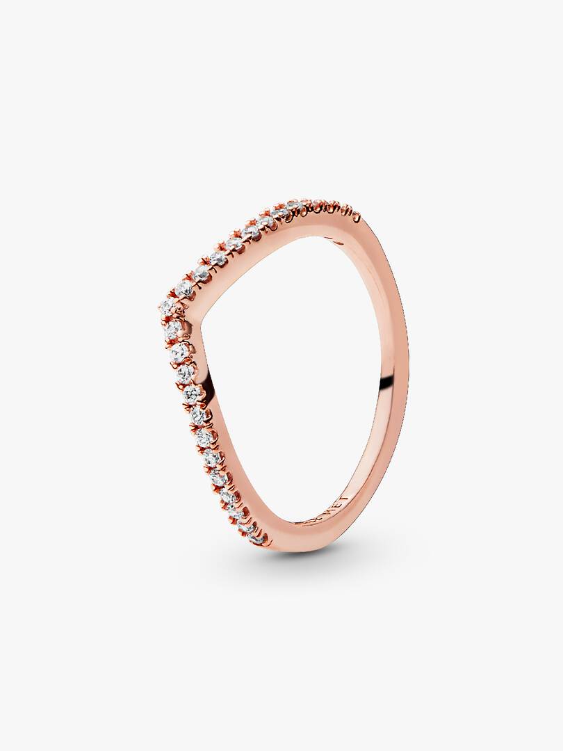 Sparkling Wishbone Ring 14k rose gold plating