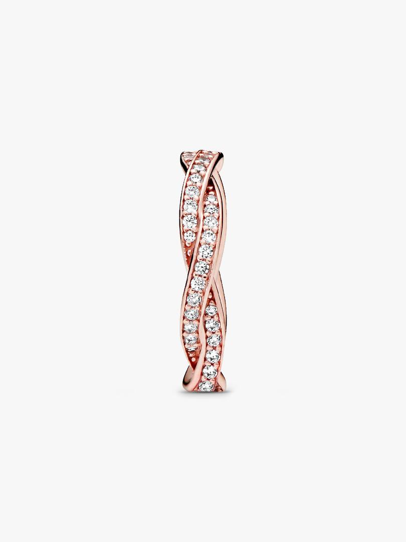 Sparkling Twisted Lines Ring 14k rose gold plating