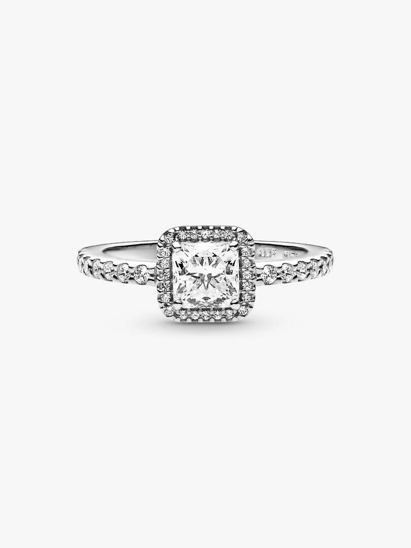 Square Sparkle Halo Ring Sterling silver