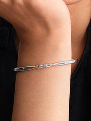 FINAL SALE - Pandora Infinite Sterling Silver Double-Facing Lab-grown Diamond Bangle 0.30 ct TW, Sterling silver