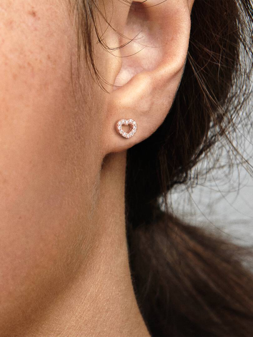 FINAL SALE - Open Heart Stud Earrings 14k rose gold plating